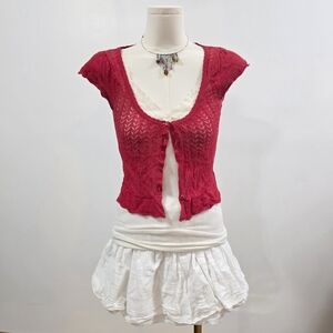 Layla Rose Japanese Brand bright red knit cardigan with button front